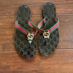 Gucci web thong sandals